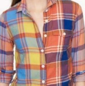 JCrew Orange Plaid Boy Shirt